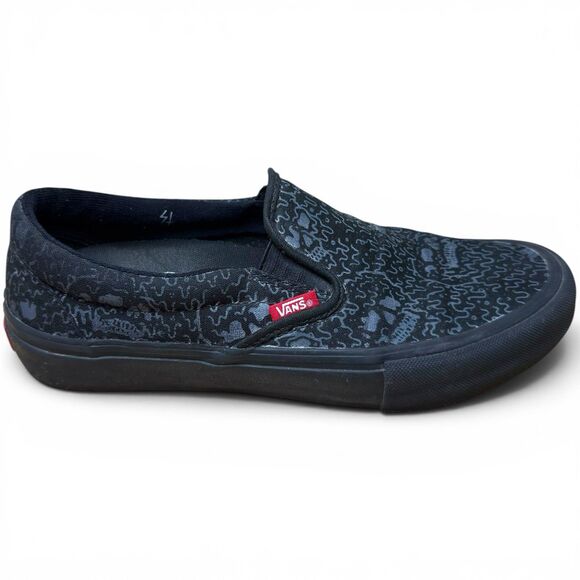 Sketchy Tank x Vans Slip-On Shoes Mens 8 Pro Black Reflective Skateboard Skulls main image 4